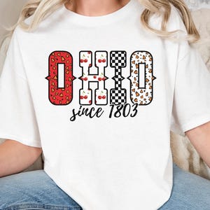 Ohio Checkered Leopard Print Checkered Comfort Colors T Shirt, Ohio Pride Tee, Comfort Colors Shirt, Gift for Ohioan, State of Ohio Tee