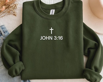 Christian John 3:16 Religious Shirt Minimal Christian Cross Crew Bible Verse Unisex Faith Simple Scripture Gift Church Top Valentine Shirt