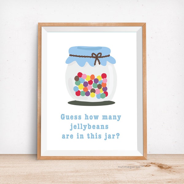 Guess how many jellybeans are in this jar Printable PDF Sign, Jellybean Guessing Game Printable Sign, Jelly bean Counting Game