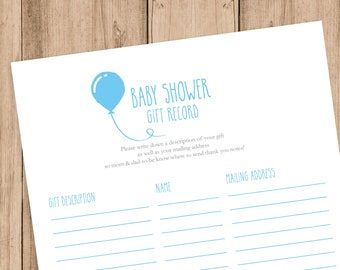 Baby Shower Gift Record Printable PDF