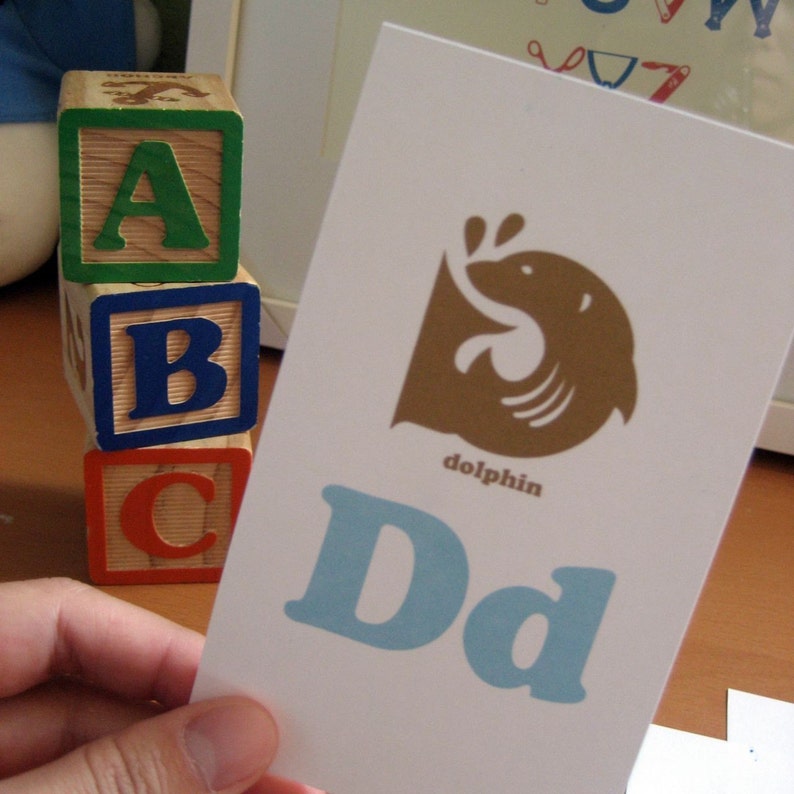 Blue & Brown Animal Alphabet Flash Cards 3x5 Printable PDF image 2