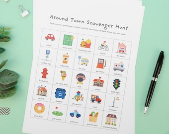 Around Town Scavenger Hunt Printable PDF for Kids