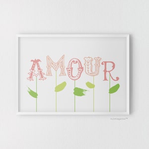 Amour French Love nursery art printable, baby shower decor, bridal shower decor, wedding decor