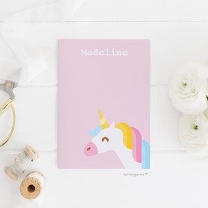 unicorn birthday party stationery, unicorn birthday party thank you notes, personalized stationery for girls
