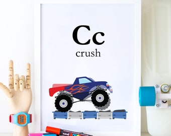 Cc for Crush Monster Truck Artwork, Printable Monster Truck Art, monster truck art, monster truck birthday party