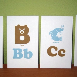 Blue & Brown Animal Alphabet Flash Cards 3x5 Printable PDF image 3