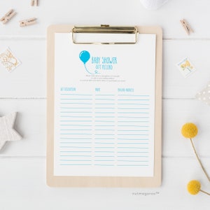 Baby Shower Gift Record Printable PDF - Etsy