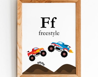 Ff for Freestyle Monster Truck Artwork, Printable Monster Truck Art, monster truck art, monster truck birthday party