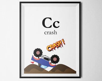 Cc for Crash Monster Truck Artwork, Printable Monster Truck Art, monster truck art, monster truck birthday party