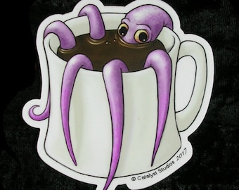 Coffeepus four inch die cut vinyl sticker