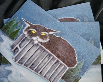 How to Catch Jólakötturinn the Icelandic Yuletide cat Christmas print by A S Koi