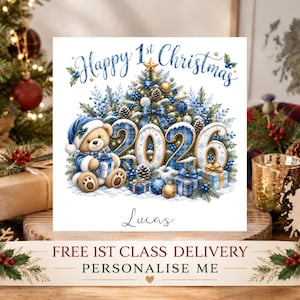 Baby Boy First Christmas Card | 1st Christmas | Any Name