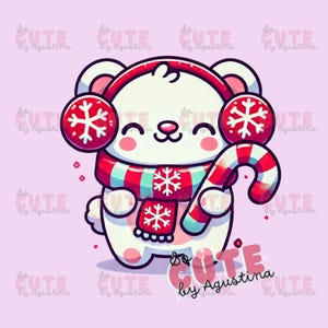 Kawaii Polar Bear PNG Christmas Clipart, Adorable Christmas Polar Bear Clipart PNG, polar bear hoodie, polar bear stickers, polar bear decor