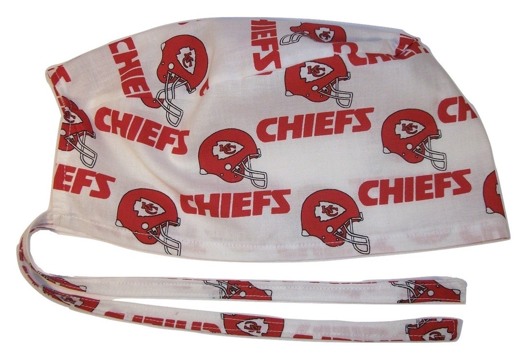 Mens Surgical Scrub Hat Handmade in the USA Kansas City Chiefs White