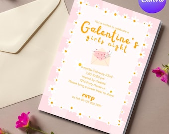 Galentine's Day Girls Night Floral Daisy Digital Invitation