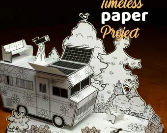 Dreamy Paper camping car Kit – Winnebago printable 3D Craft | Timeless Paper Project