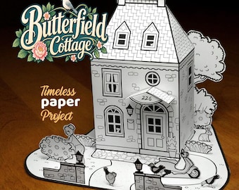 Printable 3D Paper craft, cottage House miniature Model  –beginner and family craft Kit