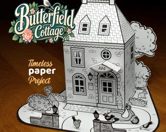 Printable 3D Paper craft, cottage House miniature Model  –beginner and family craft Kit