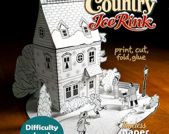 Family Skating Paper Diorama, Printable paperCraft House Template (PDF Kit)
