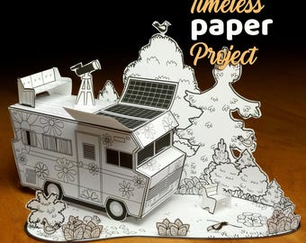 Dreamy Paper camping car Kit – Winnebago printable 3D Craft | Timeless Paper Project