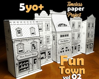 5 Kid-Friendly Printable Paper house Bundle | 3D City Craft Kit templates (PDF Kit, Digital Download)
