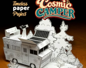 Printable  Camping car papercraft Kit – Winnebago camper, 3D miniature model, decoration, toy