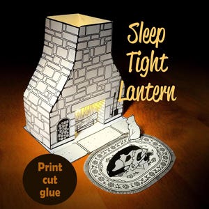 Night light Fireplace Lantern Craft templates • Cozy Bedtime Activity for Kids (PDF download)