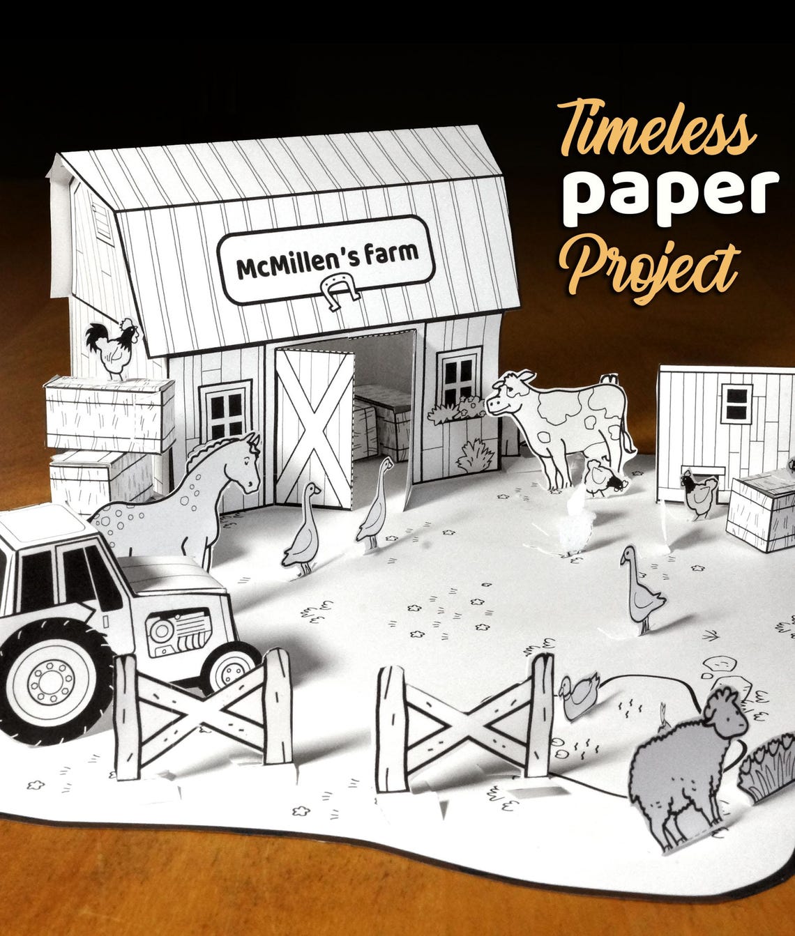 Printable Farm for Kids, DIY Papercraft Barn and Animals, Colouring ...