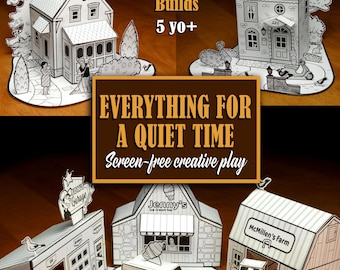 Printable 3D Paper House Model Kit – Family 3d papercraft, beginner house templates, quiet activity (PDF)