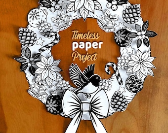 DIY Christmas Wreath Paper Craft Kit – Printable Holiday Ornament (PDF Download)