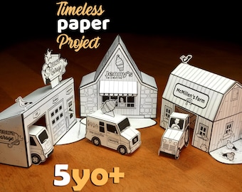 Kit de plantillas imprimibles para casas de papel – ciudad 3D Craft / Granja, garaje / descarga digital,