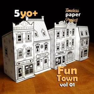 5 Kid-Friendly Printable Paper house Bundle | 3D City Craft Kit templates