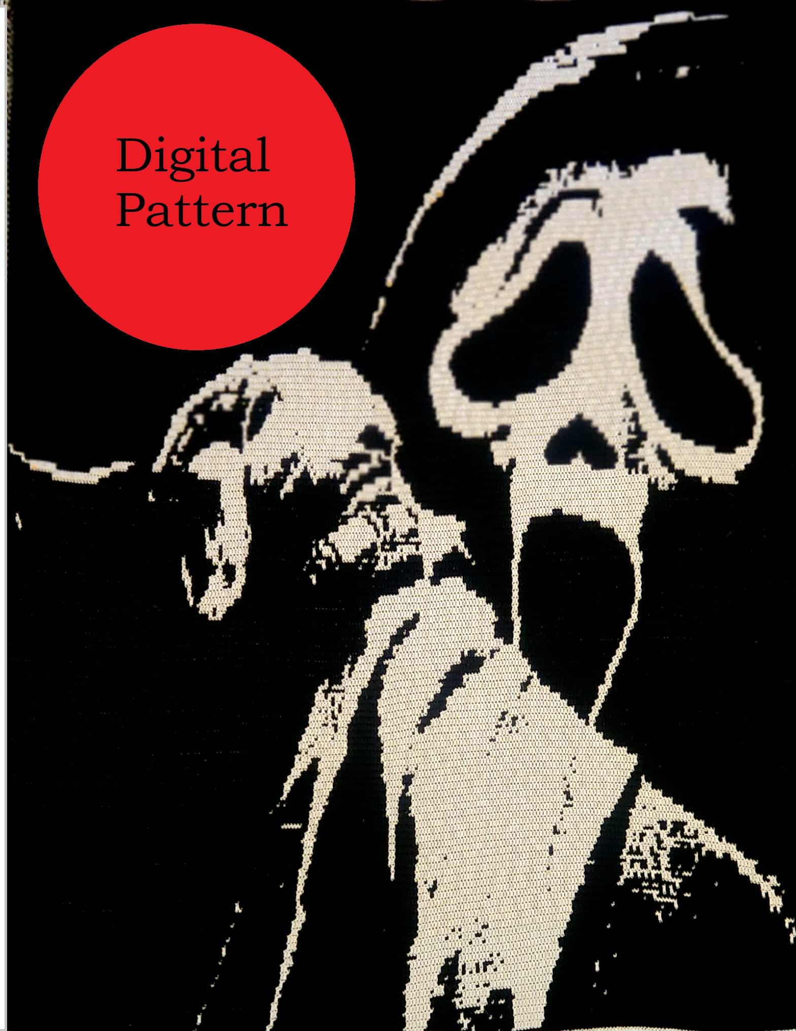 24 Ghostface Crochet Patterns for Spooky Decor, Gifts, and Amigurumi Fun 8 Ghostface Scream Mosaic Crochet Blanket Pattern