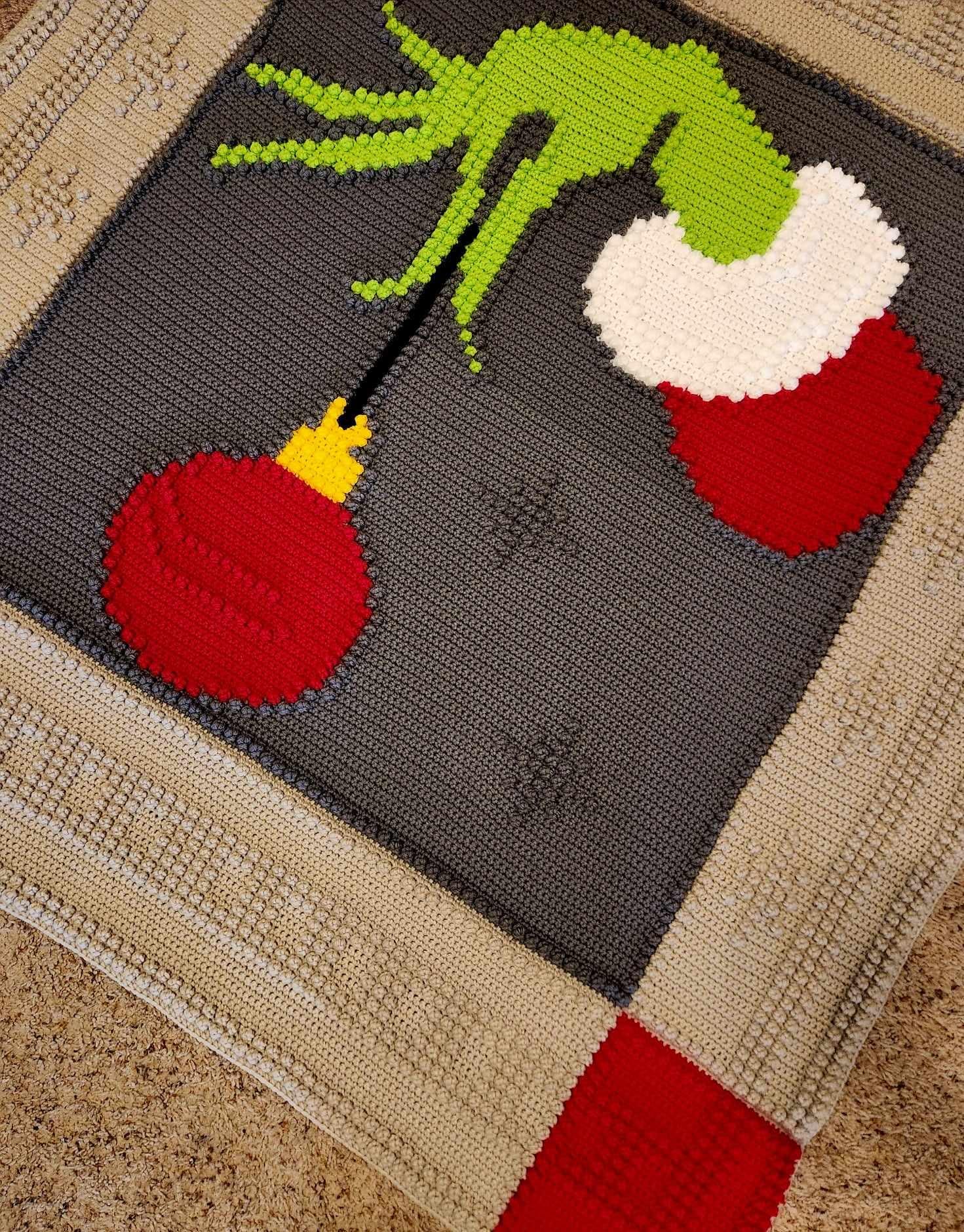Grinch mas Crochet Blanket Pattern Christmas Throw Etsy