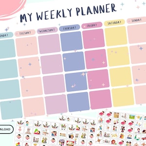 Planejador semanal Montessori para crianças, cronograma visual, cartões de rotina, quadro de tarefas para bebês, calendário de ritmo diário, organizador de educação domiciliar para impressão