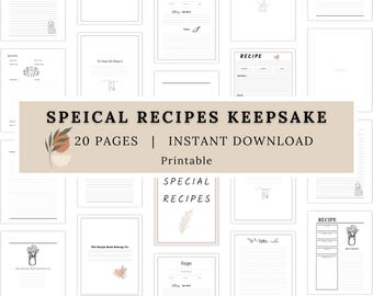 Libro de recetas imprimible, libro de recetas para guardar, libro de recetas de recuerdo, diario de recetas, organizador de recetas, libro de recetas en blanco, páginas para carpeta de recetas, receta familiar