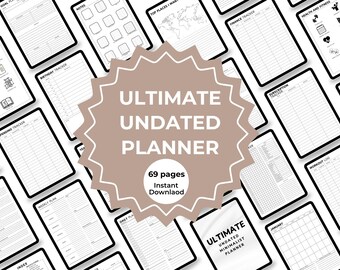 Planificador definitivo sin fecha, minimalista, imprimible, semanal, mensual, diario, digital, imprimible, paquete de planificadores