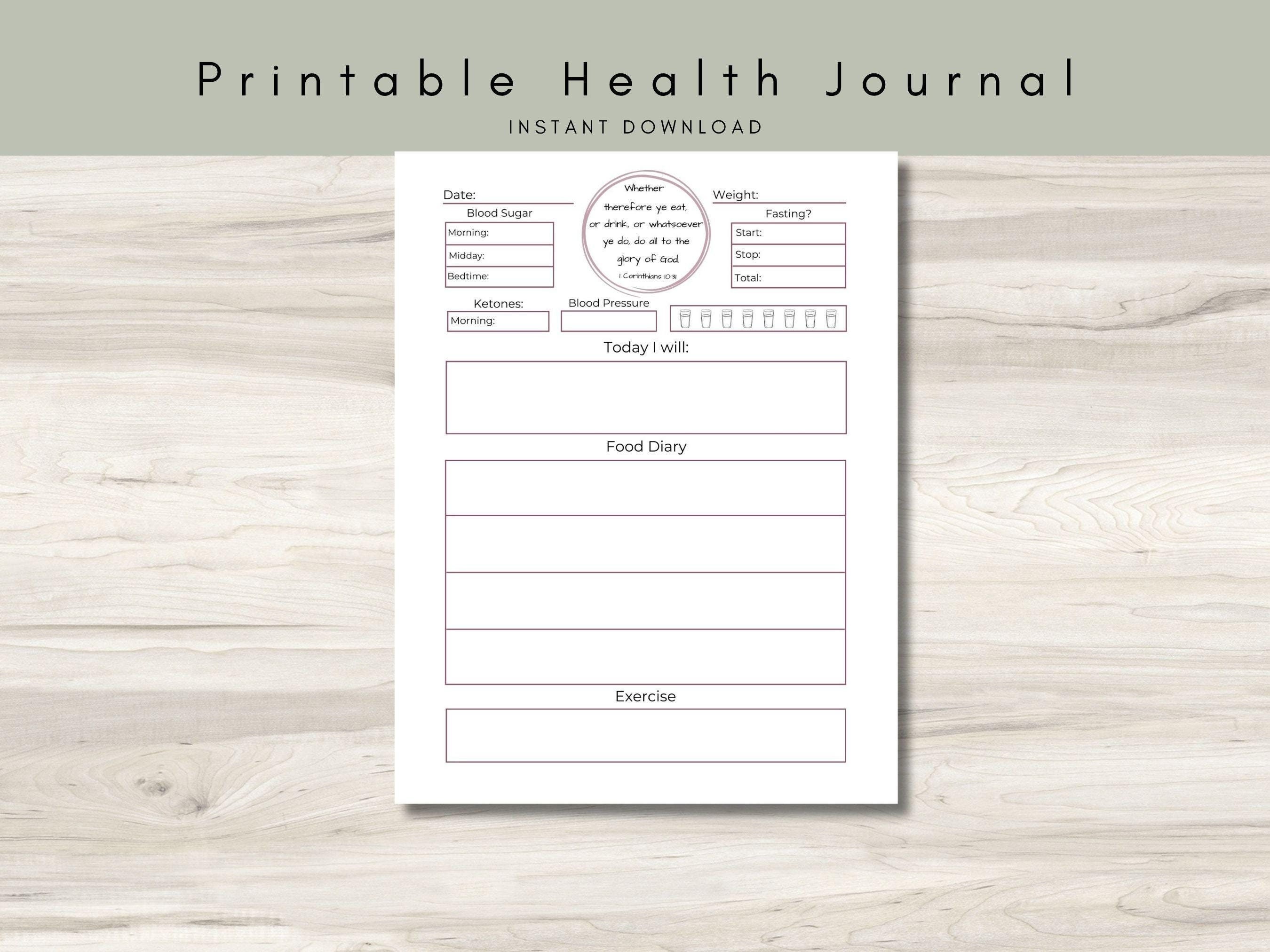 Health Journal.pdf Printable Food and Exercise Tracker | Health Journal (PDF and JPG ...