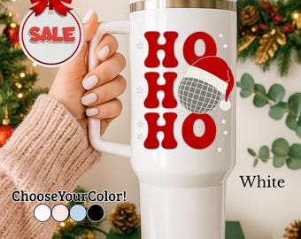 Disco Santa Ho Ho Ho Tumbler, Retro Christmas Cup, Holiday Party Cup, Festive Disco Ball Cup, Secret Santa Gift, Xmas Coffee Cup, Winter