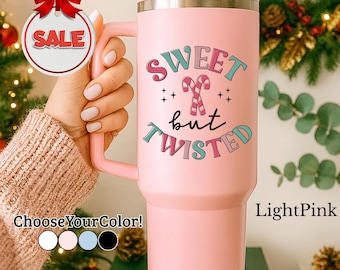 Sweet But Twisted Tumbler, Candy Cane Christmas Cup, Holiday Drinkware, Winter Gift, Festive Beverage Container, Seasonal Present