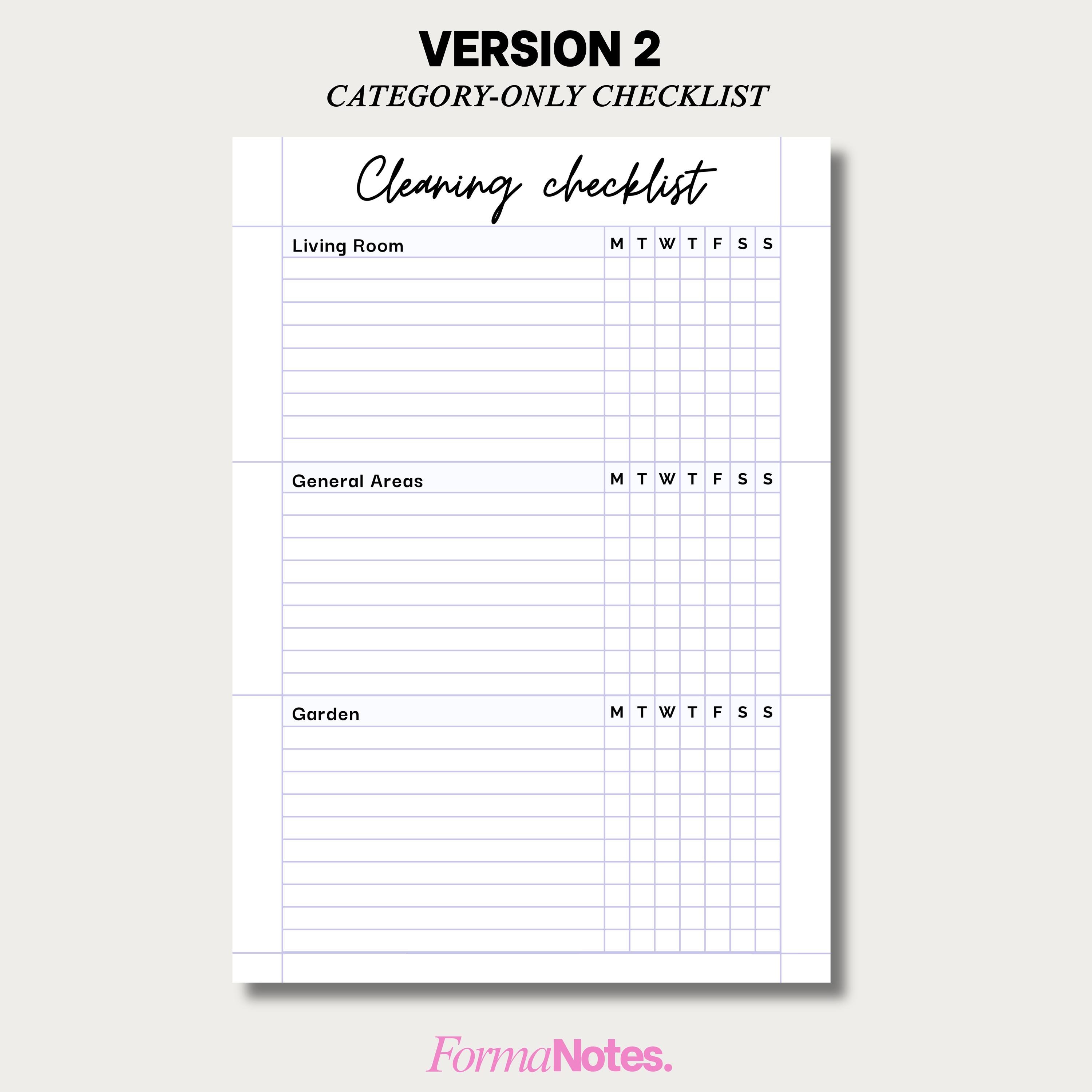 Minimalist Cleaning Checklist Printable | Weekly Cleaning Planner PDF ...