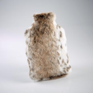 Faux Fur Hot Water bottle - Animal design hot water bottle - Furry Hot Water bottle - Tan Lynx - Katrina Hampton