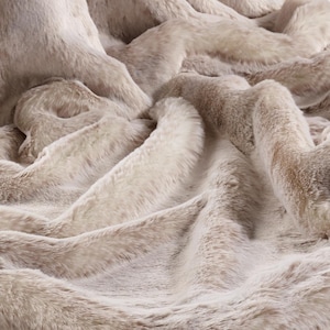 Beige / Pink Faux Fur Fabric -  Beige Alaska Fox Faux Fur Fabric - Fat Quarters - Luxury Katrina Hampton Faux fur remnants