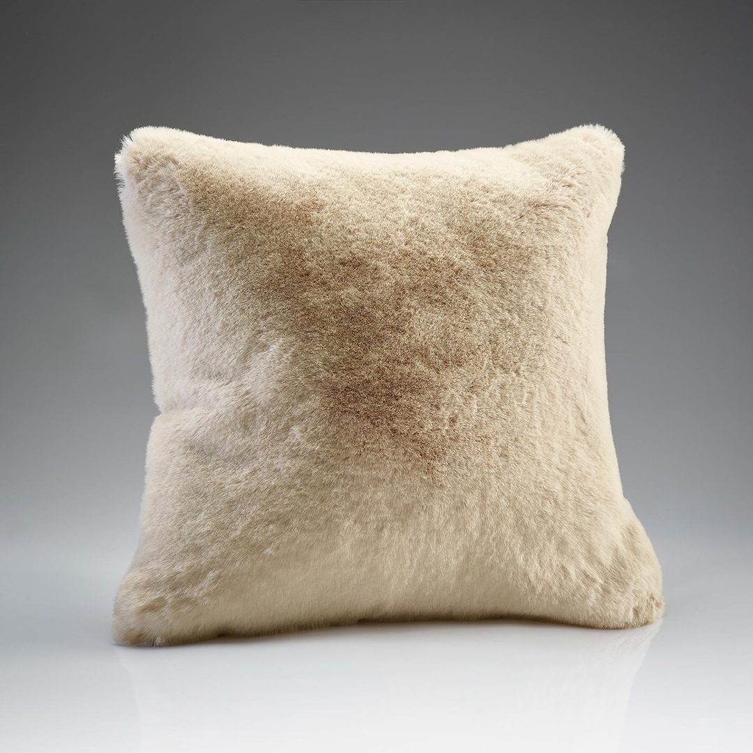 Cream Faux Fur Scatter Cushion Cover