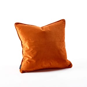 Orange Velvet Cushion - 45 x 45cm Pumpkin Velvet Double Sided Cushion - Feather Filled Orange Boutique Velvet - Katrina Hampton Cushion