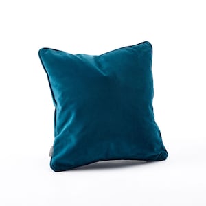 Teal Velvet Cushion - 45 x 45cm Blue green Velvet Double Sided Cushion - Feather Filled Teal Green Boutique Velvet Katrina Hampton Cushion