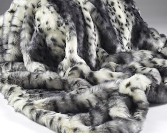 Grey Lynx Faux Fur Fabric: Animal Print Craft Remnants