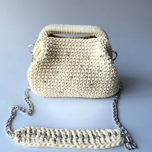Cartera de cuentas de crochet, Cartera hecha a mano, Bolso elegante, Monedero de crochet, Bolso de hombro de crochet con marco