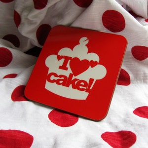 I love Cake Coaster, Blue image 2