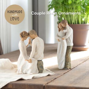 Couple Sculpture Love Gift | Hand Painted Resin Figurine | Anniversary Wedding Decor | Romantic Home Decoration Art